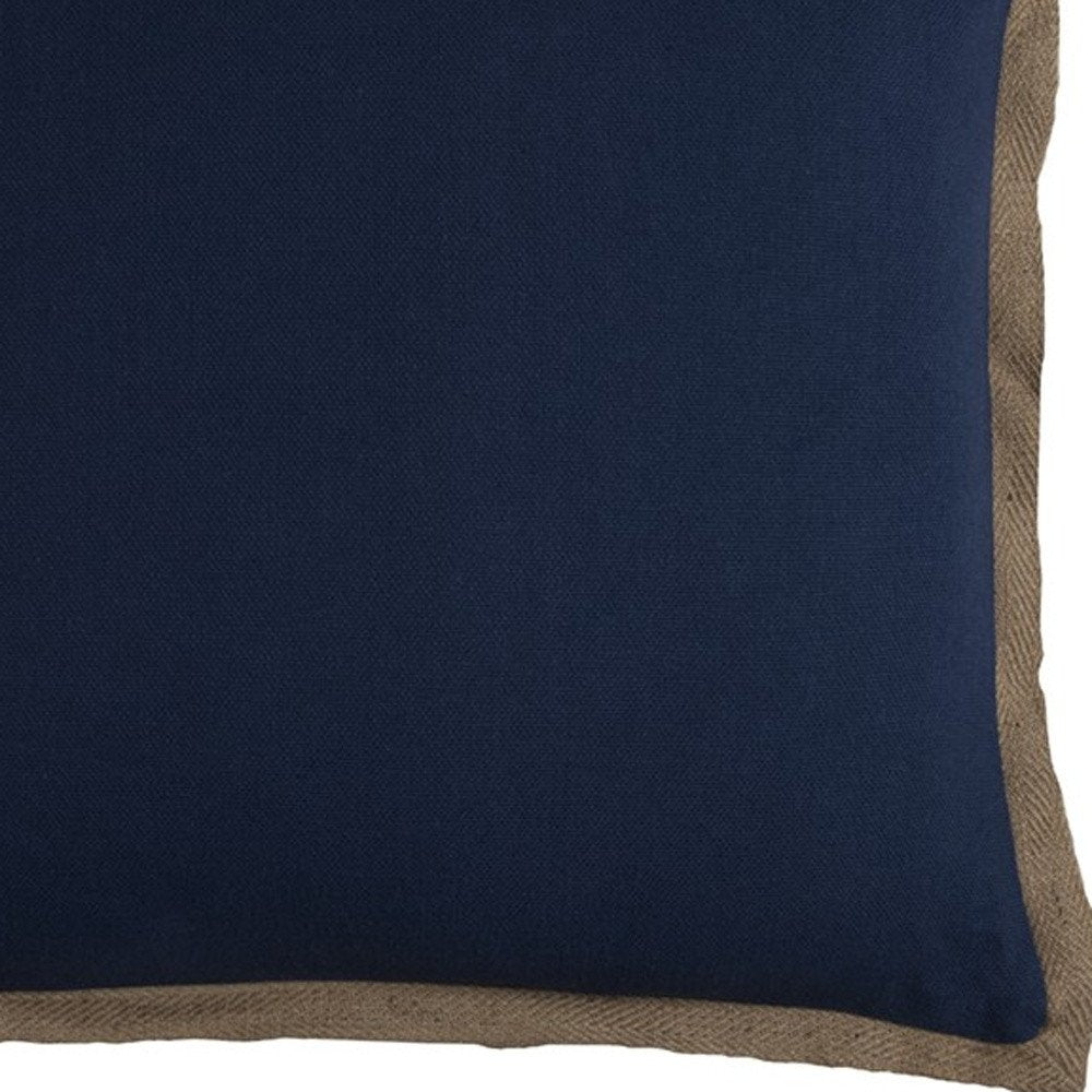 22" Navy Cotton Throw Pillow