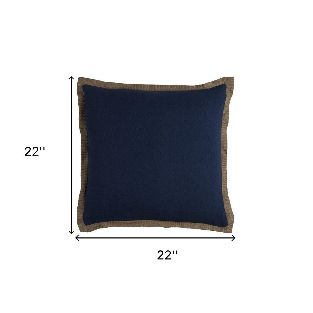 22" Navy Cotton Throw Pillow