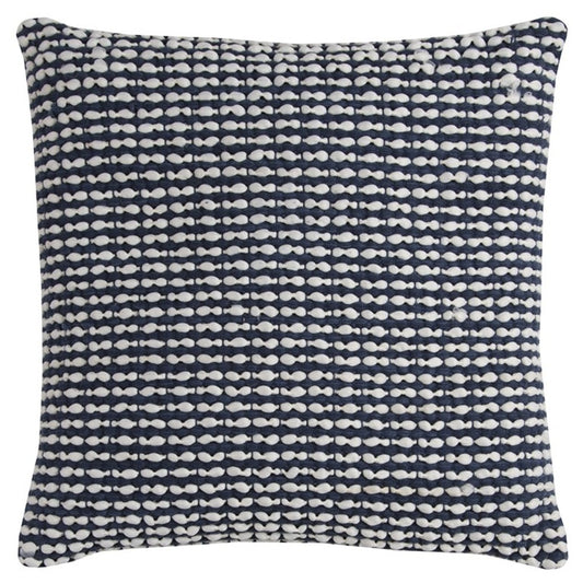 20" X 20" Blue and White Weave Cotton Zippered Pillow