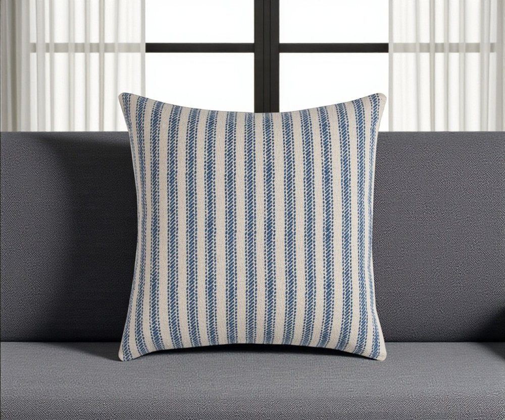 Gray Natural Ticking Stripe Throw Pillow