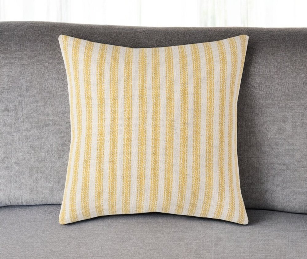 Gray Natural Ticking Stripe Throw Pillow