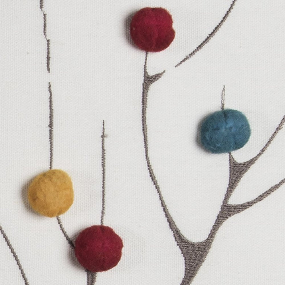 20" White And Black Coral Indoor Outdoor Throw Pillow With Pompoms