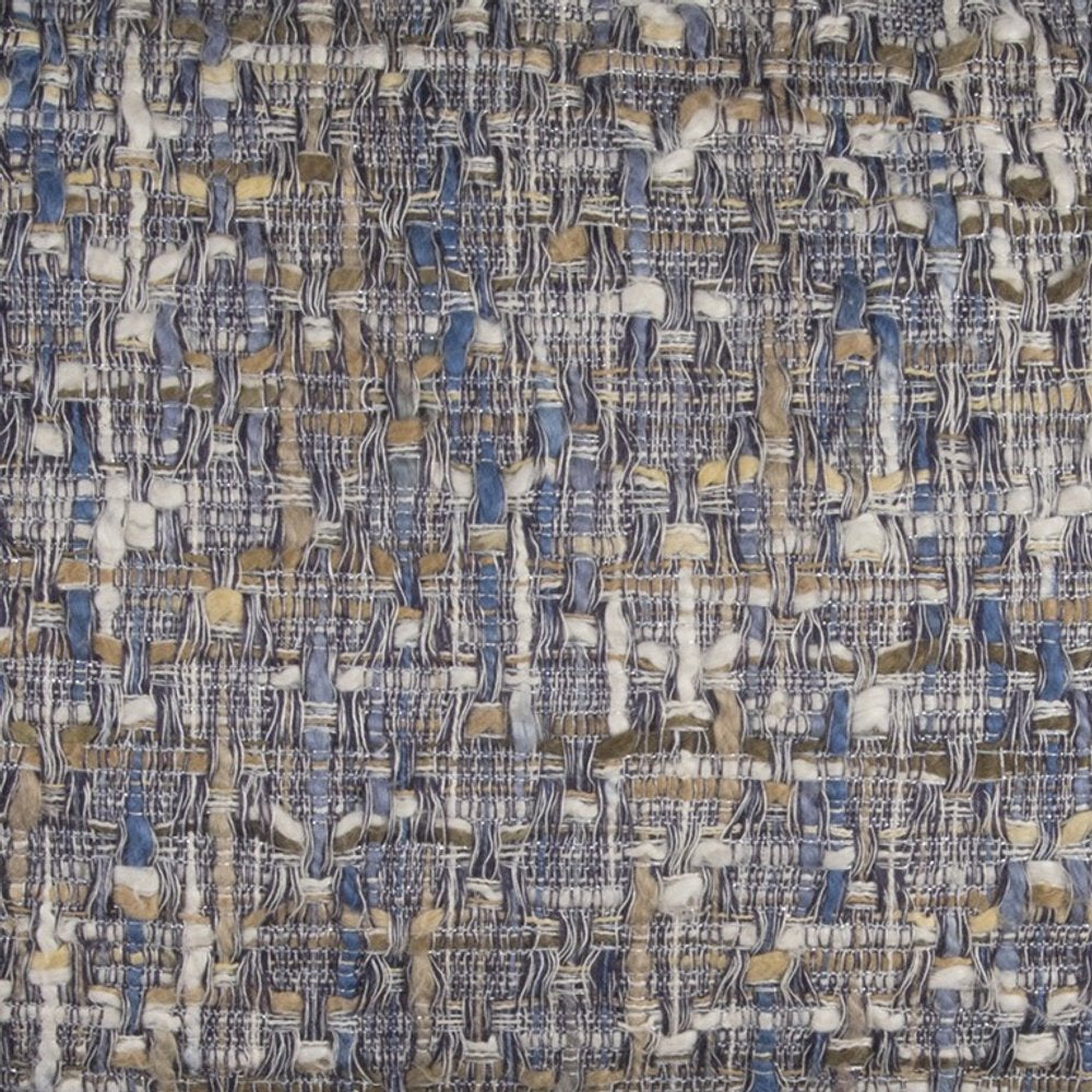 14" X 26" Blue Gray And Beige Nubby Cotton Lumbar Throw Pillow With Texture