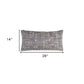 14" X 26" Blue Gray And Beige Nubby Cotton Lumbar Throw Pillow With Texture