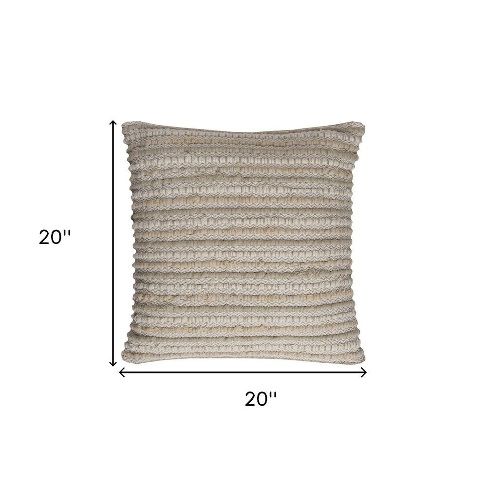 Brown Beige Nubby Texture Bands Throw Pillow