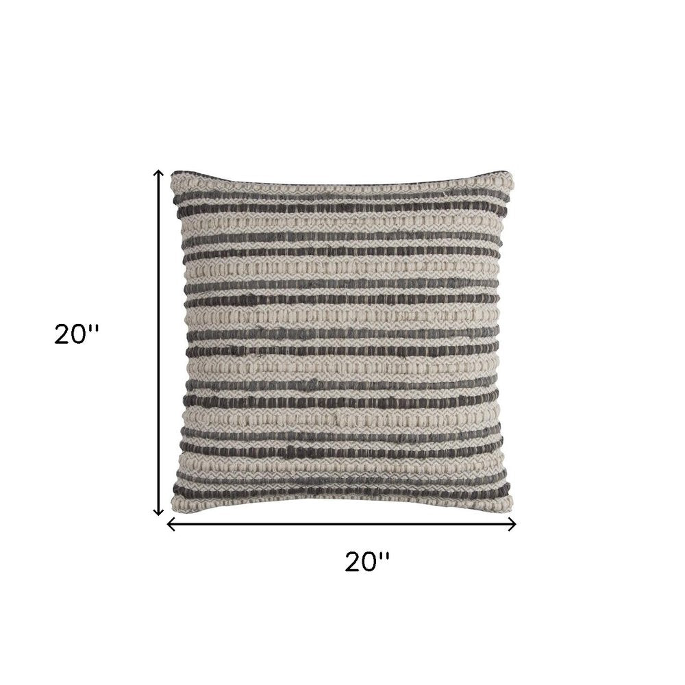 Brown Beige Nubby Texture Bands Throw Pillow