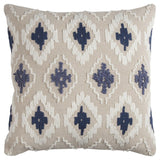 Navy Beige Classic Ikat Pattern Throw Pillow