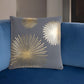 20" Gray and Gold Fireworks Cotton Throw Pillow