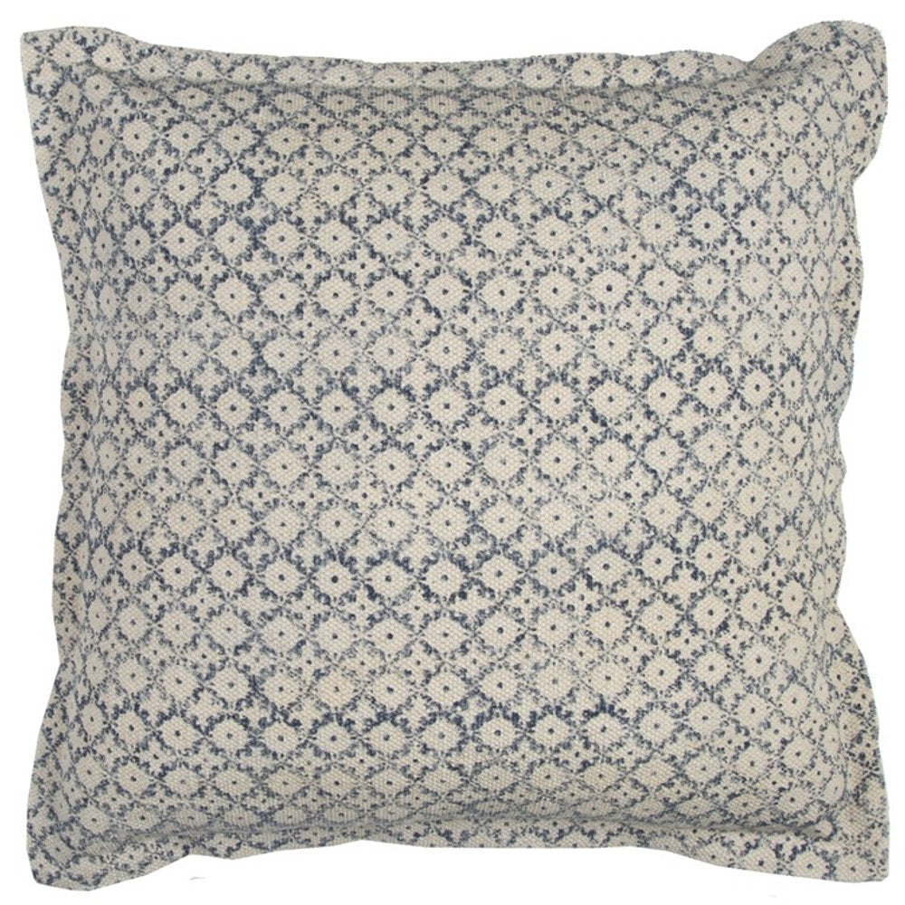 Blue Beige Distressed Block Throw Pillow