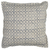 Blue Beige Distressed Block Throw Pillow