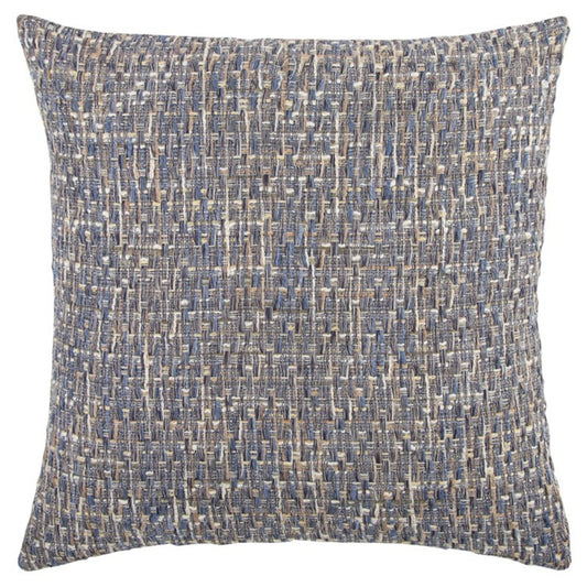 22" Blue And Gray Geometric Weave Nubby Cotton Throw Pillow with Texture