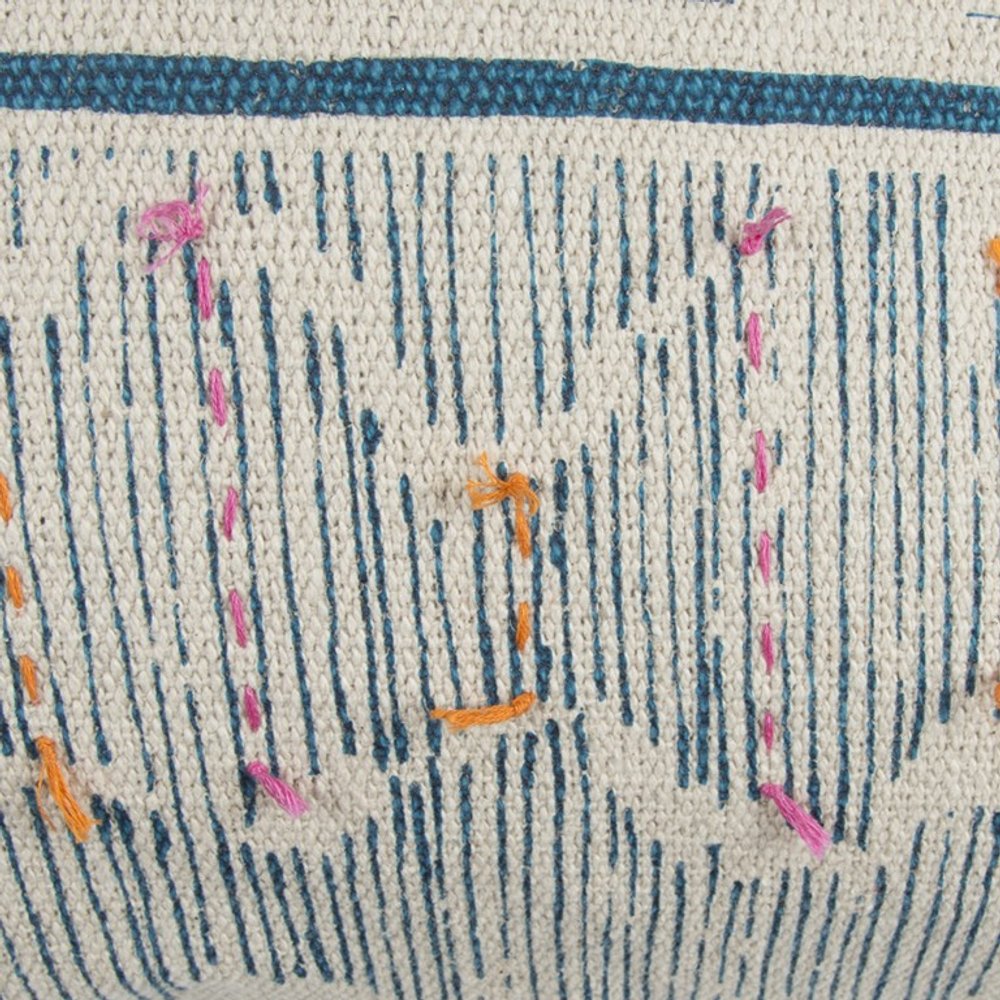 Black White Kantha Stitch and Knots Throw Pillow