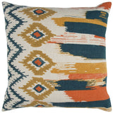 Blue Mustard Ikat Pattern Throw Pillow