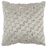 Lux Silver and Gold Beaded Chevron Throw Pillow