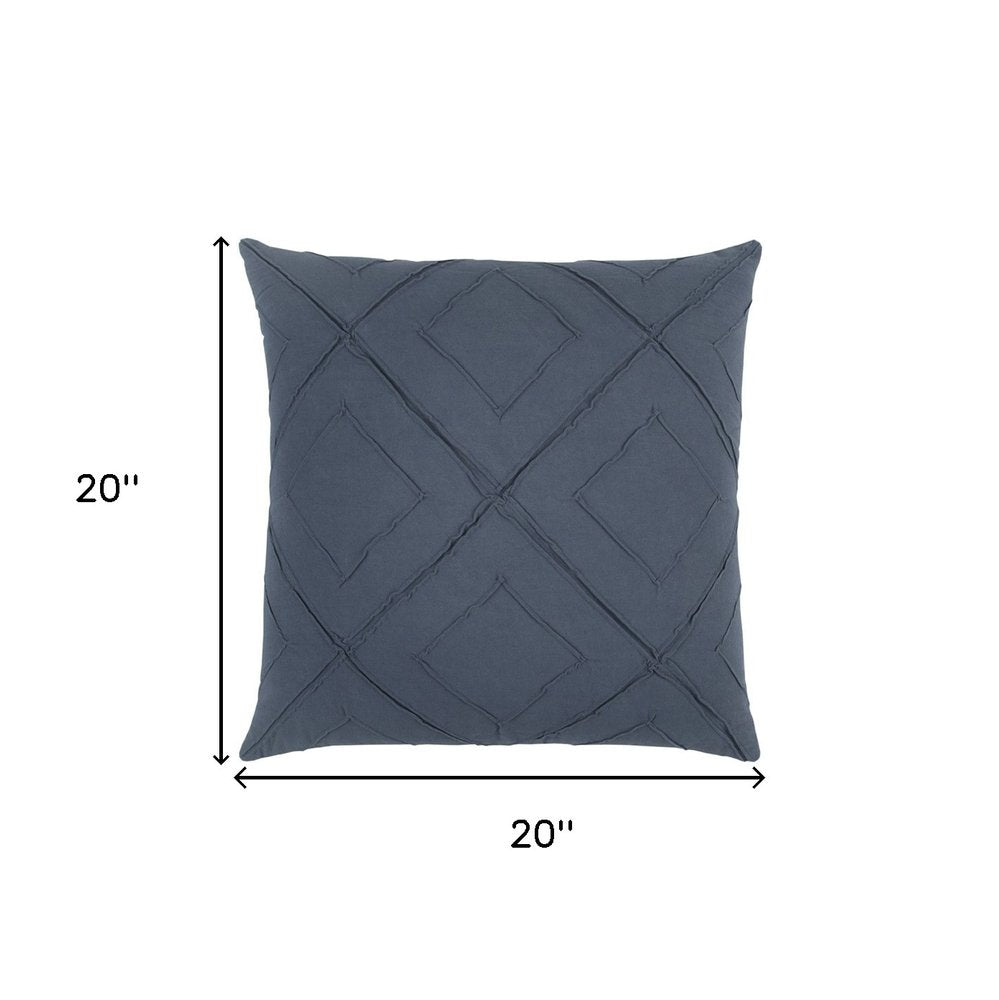 Indigo Pin Tuck Diamond Pattern Throw Pillow