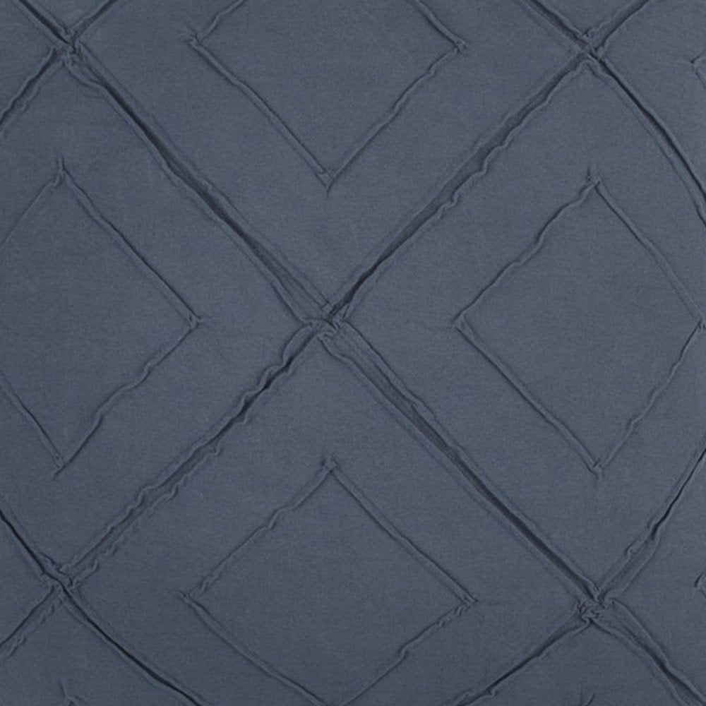 Indigo Pin Tuck Diamond Pattern Throw Pillow