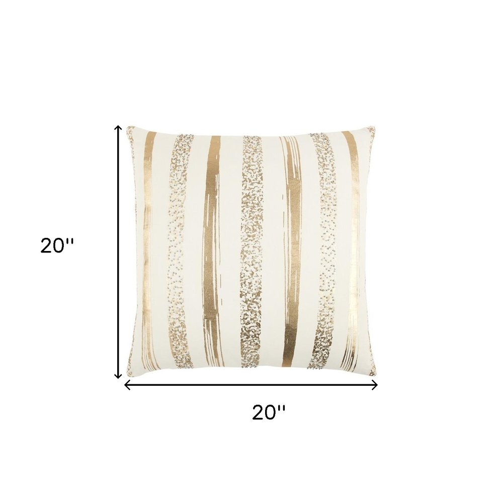 Silver and Gold Glam Stripe Beaded Throw Pillow