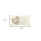 11" X 21" Ivory Home is Where the Heart Is Throw Pillow With Embroidery