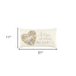 11" X 21" Ivory Home is Where the Heart Is Throw Pillow With Embroidery