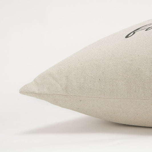 20" Natural And Gray Cotton Whimsical Friends Text Throw Pillow