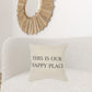 Gray Taupe Canvas Happy Place Throw Pillow