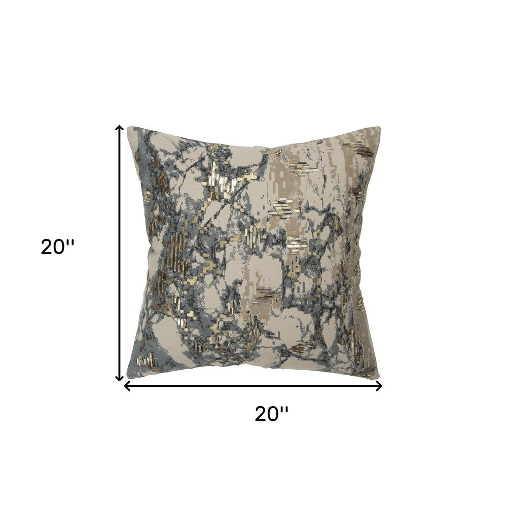 Natural Taupe Marbled Pattern Throw Pillow