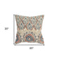 Beige Blue Distressed Floral Pattern Throw Pillow