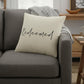 Black Taupe Canvas Redeemed Throw Pillow