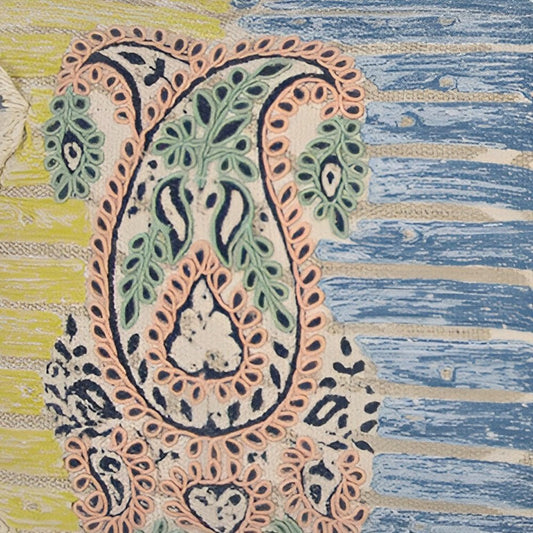 14" X 26" Yellow And Light Blue No Pattern Cotton Throw Pillow