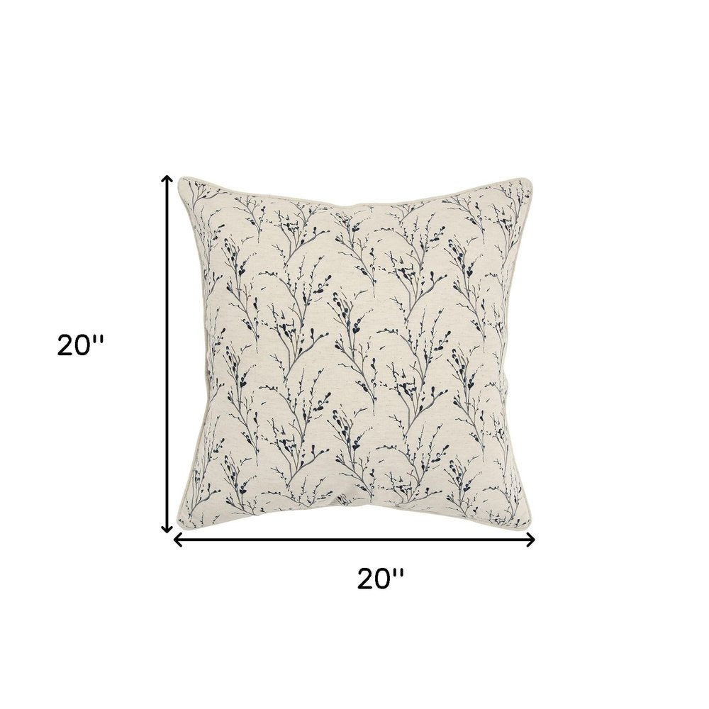 Blue Tiny Floral Buds Throw Pillow