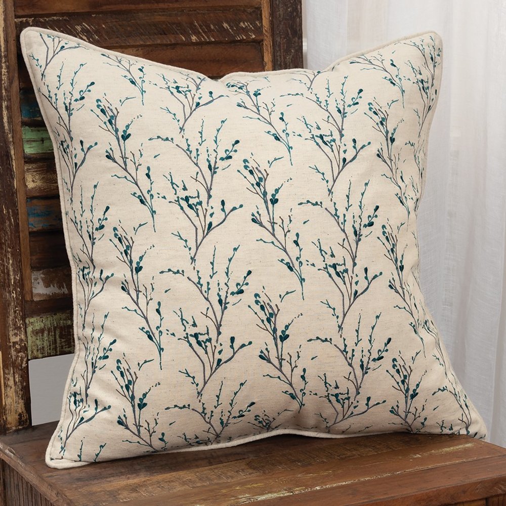 Blue Tiny Floral Buds Throw Pillow