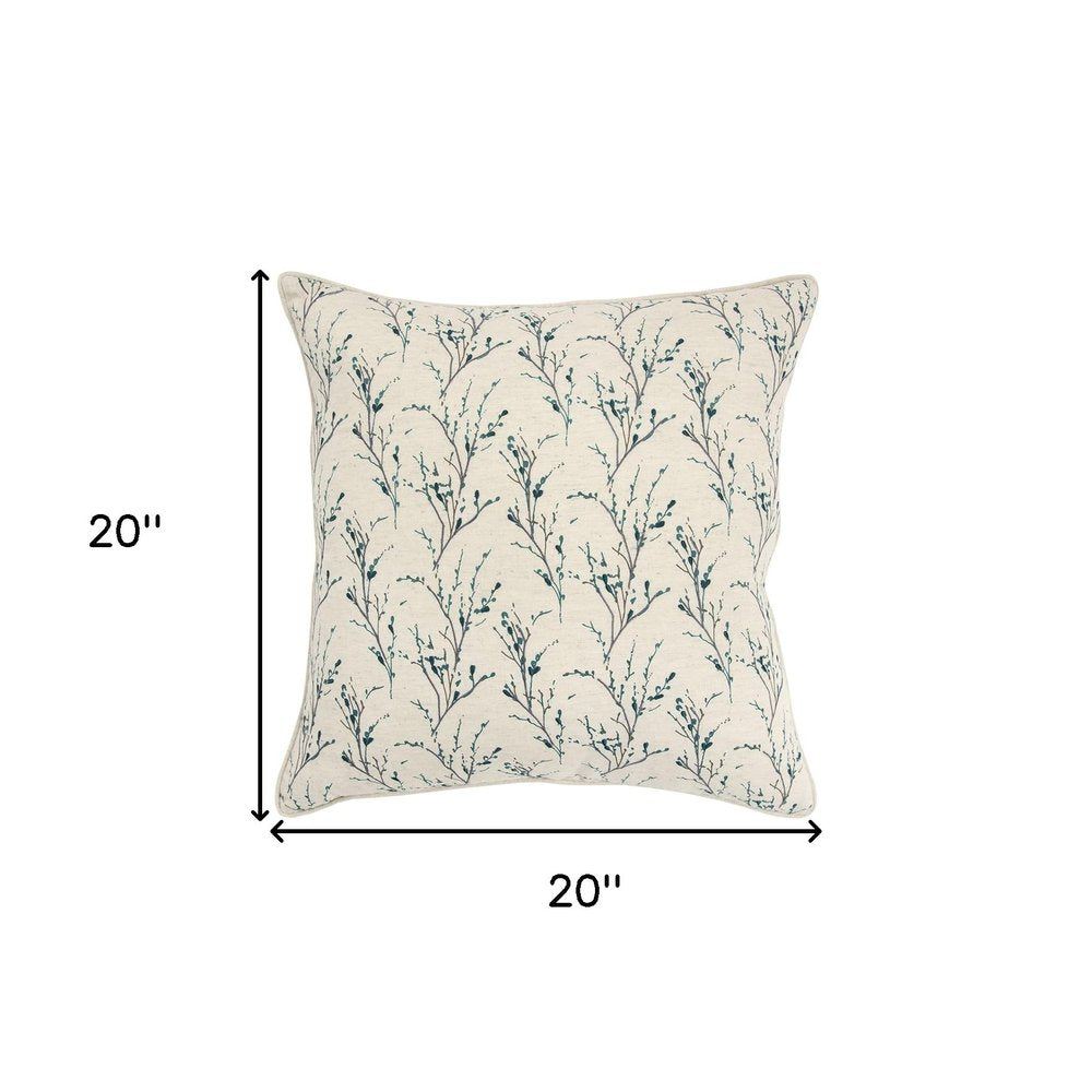Blue Tiny Floral Buds Throw Pillow