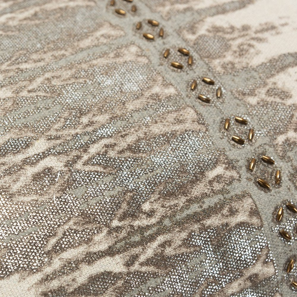 Gray Beige Tribal Distressed Lumbar Pillow