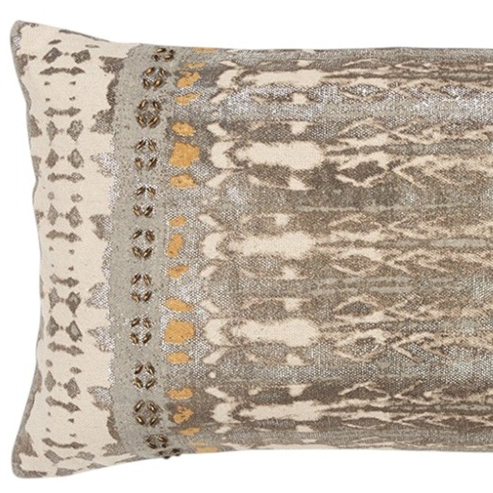 Gray Beige Tribal Distressed Lumbar Pillow