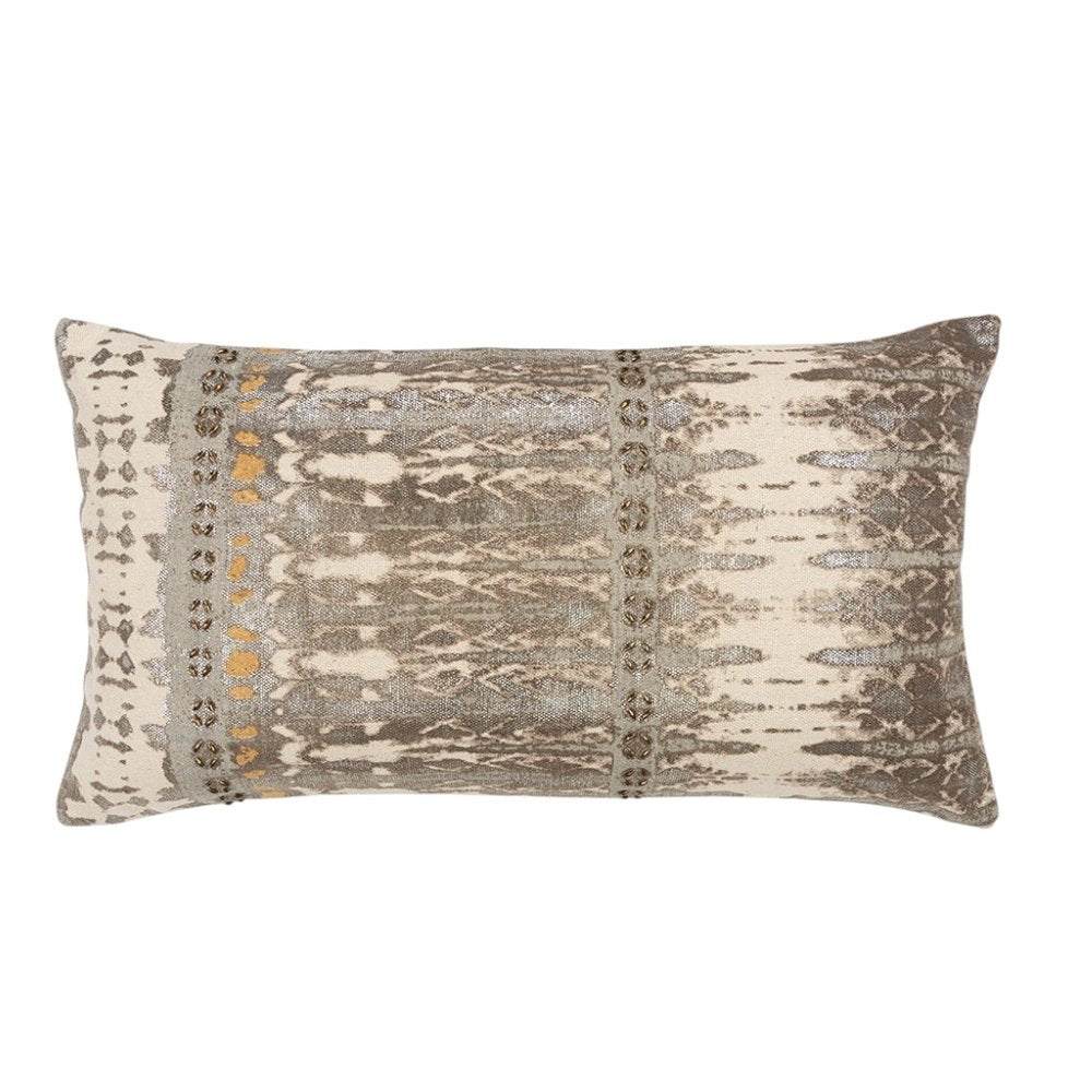 Gray Beige Tribal Distressed Lumbar Pillow