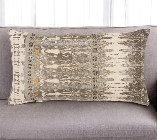 Gray Beige Tribal Distressed Lumbar Pillow