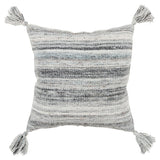 20" Gray Striped Indoor Outdoor Throw Pillow