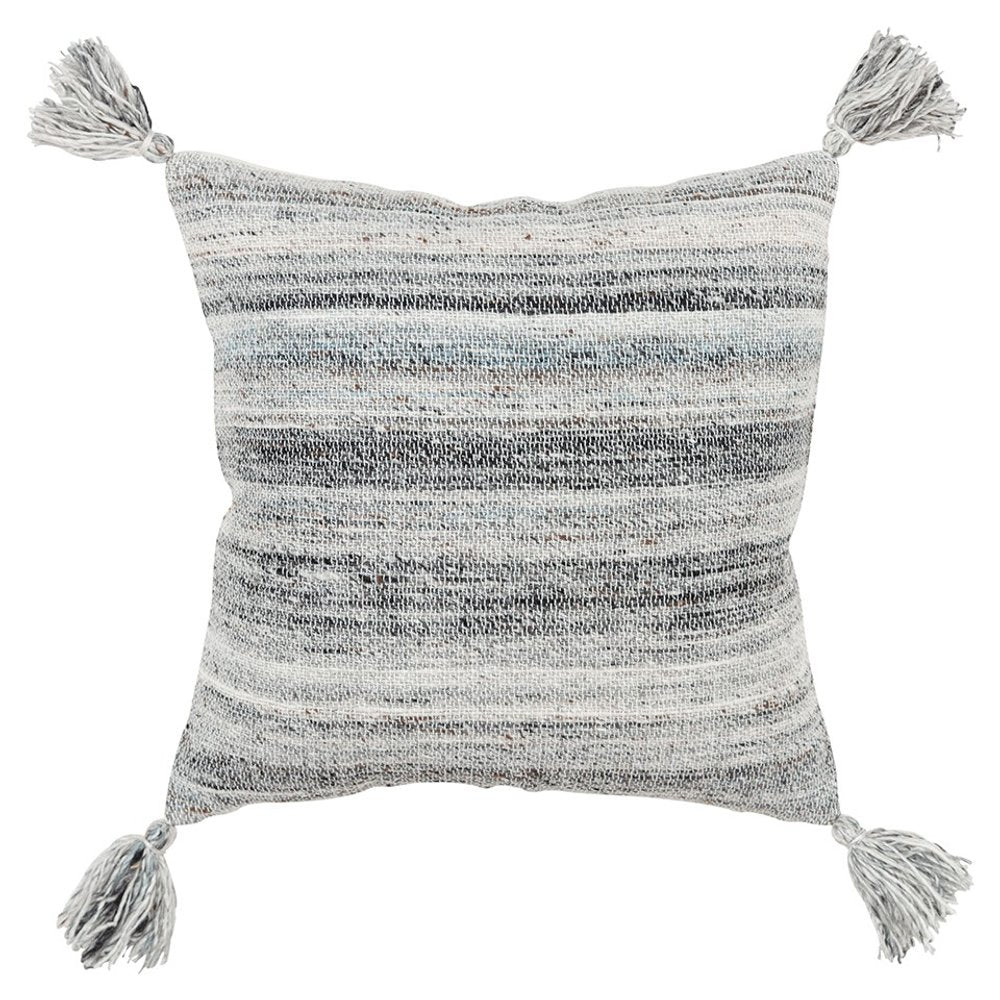 20" Gray Striped Indoor Outdoor Throw Pillow