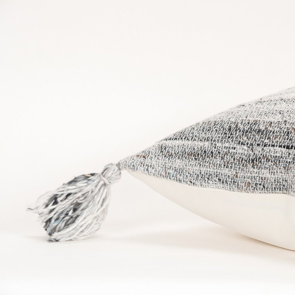 20" Gray Striped Indoor Outdoor Throw Pillow