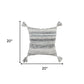 20" Gray Striped Indoor Outdoor Throw Pillow