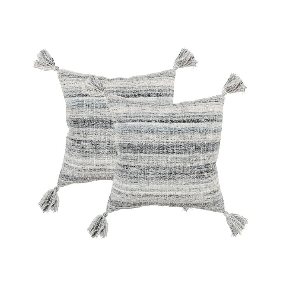 20" Gray Striped Indoor Outdoor Throw Pillow