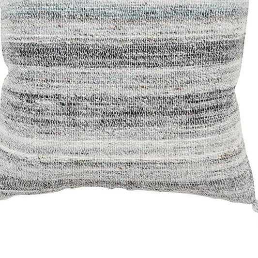 20" Gray Striped Indoor Outdoor Throw Pillow