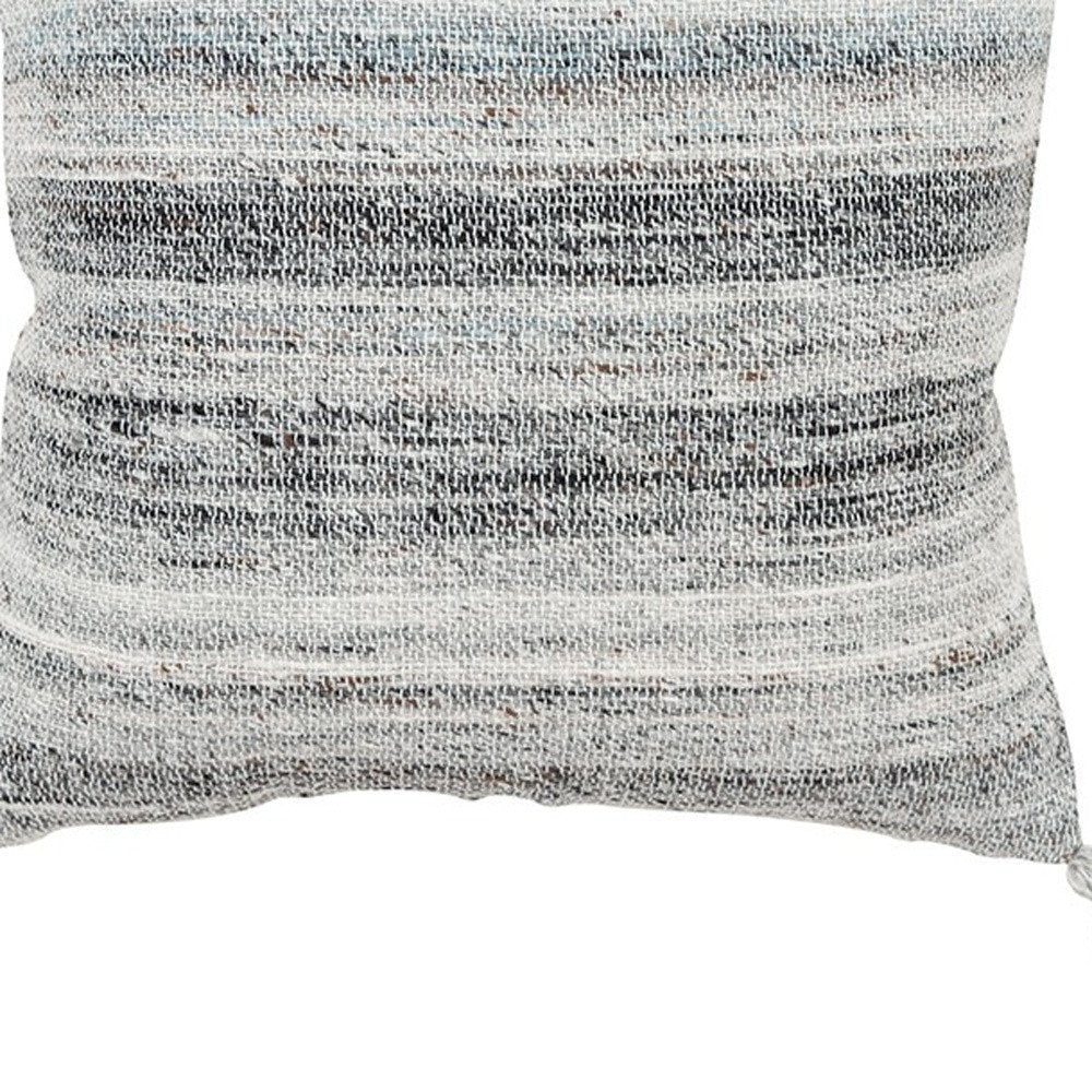 20" Gray Striped Indoor Outdoor Throw Pillow