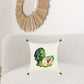 White Green Embroidered Artichoke Throw Pillow