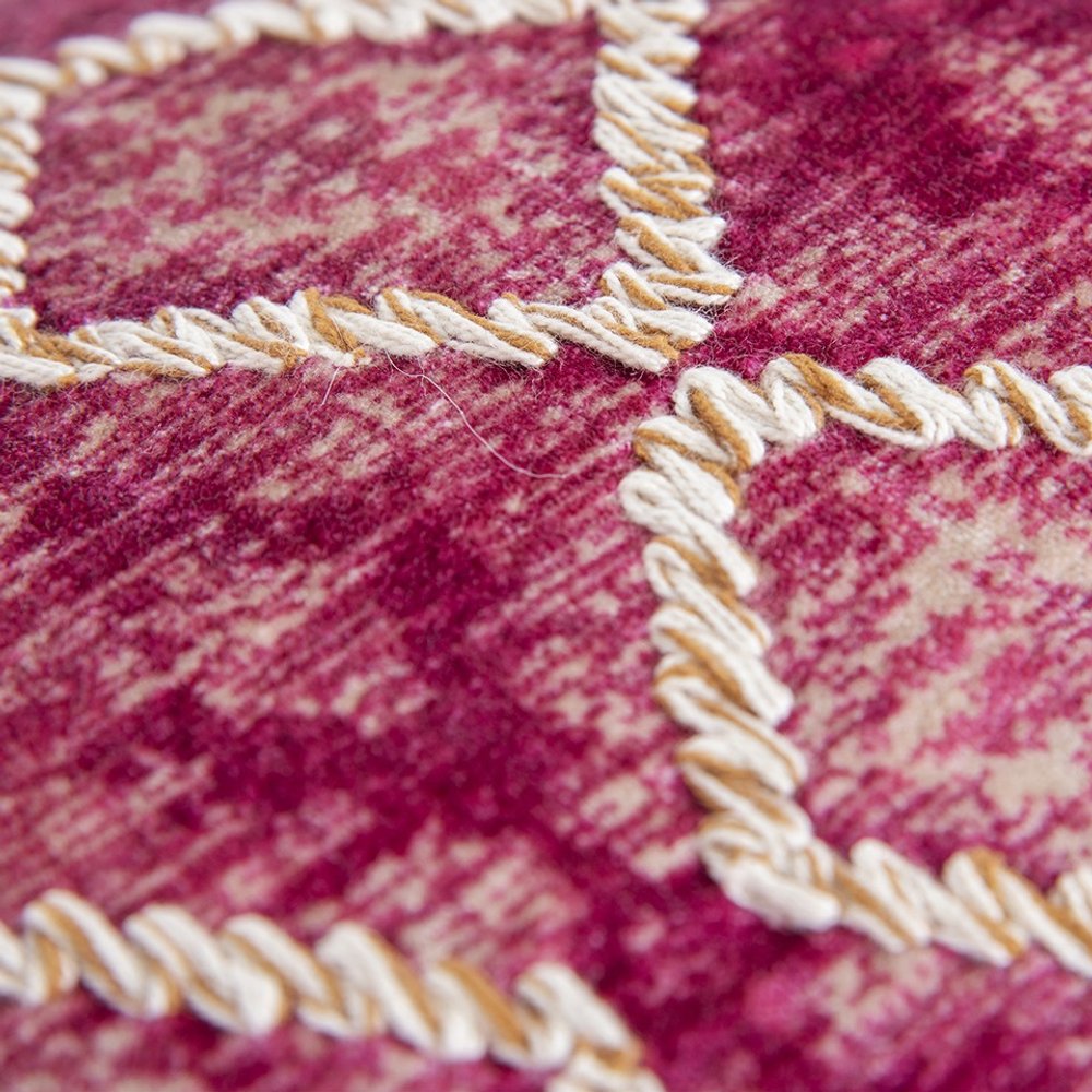 Pink Textured Diamond Velvety Lumbar Pillow