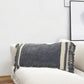 Ivory Braided Stripe Macrame Fringe Lumbar Pillow