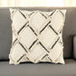 18" Cream and Black Textured Lattice Throw Pillow