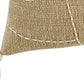 Khaki Cream Kantha Stitch Tasseled Throw Pillow