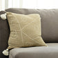 Khaki Cream Kantha Stitch Tasseled Throw Pillow