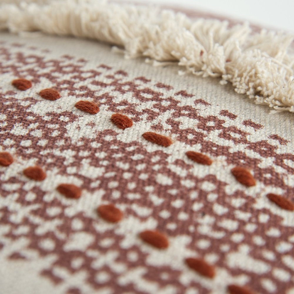 14" X 26" Natural And Russet Lumbar Striped Cotton Throw Pillow with Texture